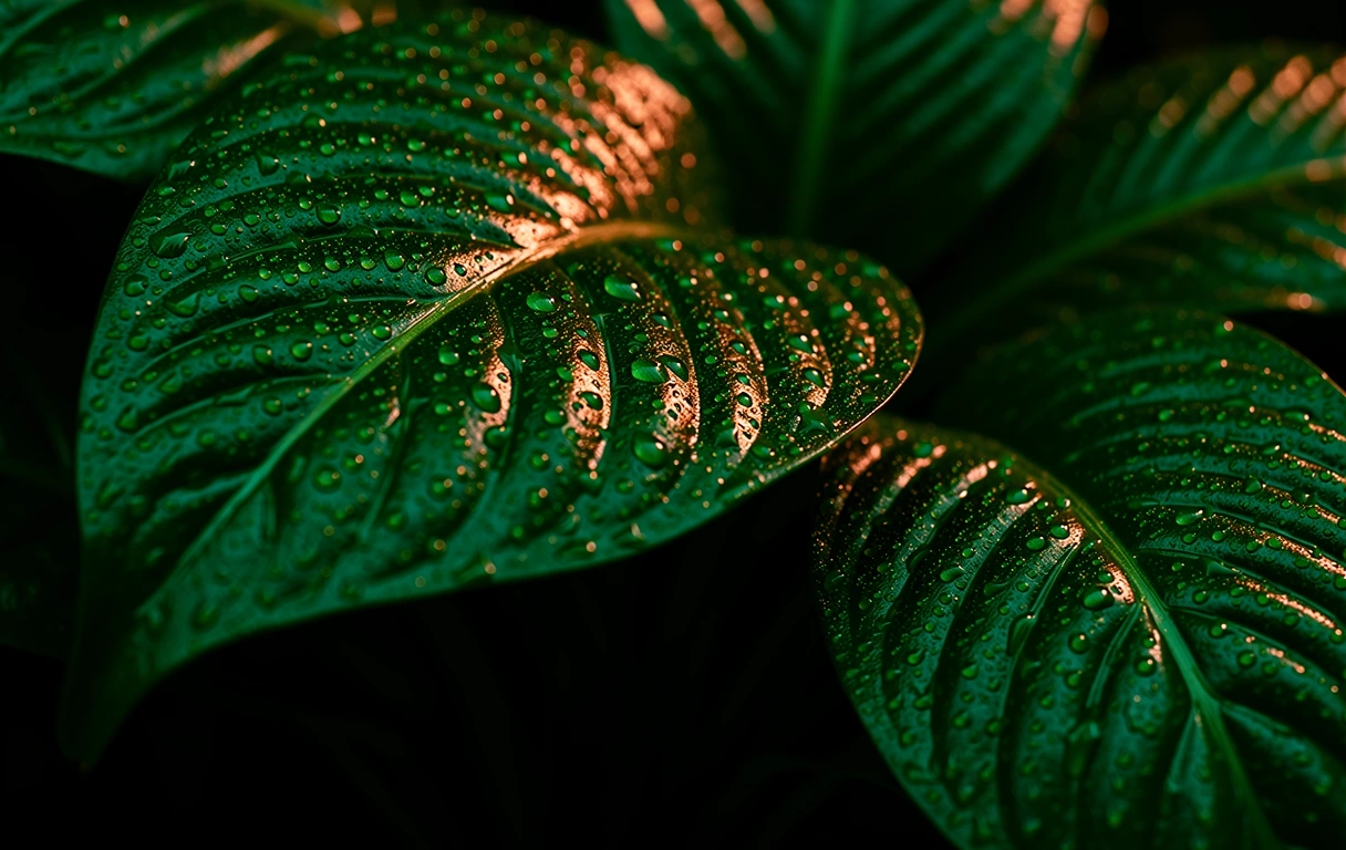 Botanical detail of Indonesian rainforest flora